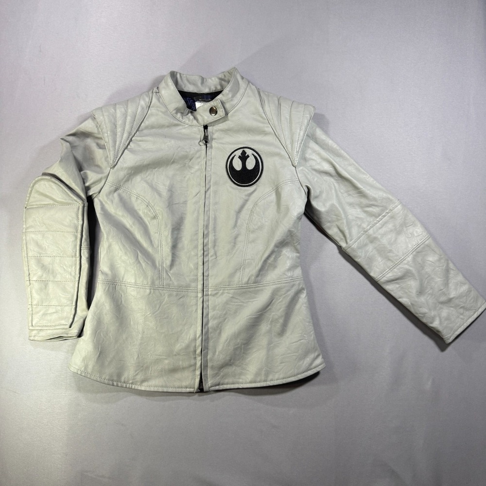 Disney Store Star Wars Rebel Alliance Kids Gray Faux Leather Jacket Size 5/6